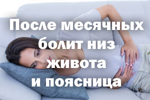 После месячных болит низ живота и поясница После менструации болит низ живота и поясница